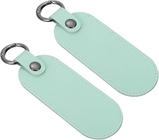 MECCANIXITY 2 Pcs Leather USB Flash Drive Holder,Keychain Holder 5"x1.7" Portable Storage USB Case Protective Case with Keychain for Flash Drive,Light Blue