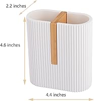 Vista 6 de rejomiik Soporte para cepillos de dientes blanco mate, soporte eléctrico para cepillos de dientes para baños, cepillo de dientes de bambú
