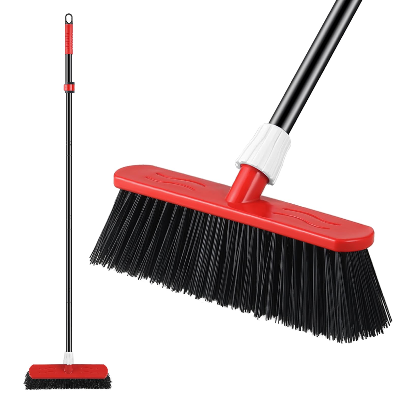 Mitclear Scopa da Giardino con Manico Telescopico(145cm), Spazzola Industriale Resistente, Spazzola con Setole Rigide, Scopa da Esterno per la Pulizia di Giardini, Cortili e Vialetti