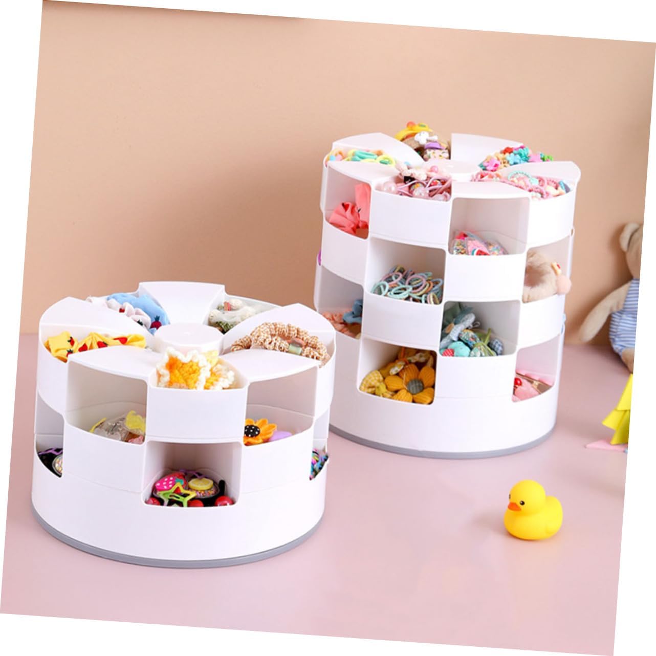 Holibanna Creative Girls Hair Accessory Storage Case Rotatable Jewelry Box for Boys and Girls White Multi Organizer for Hairpins Ropes Items Sundries Holder