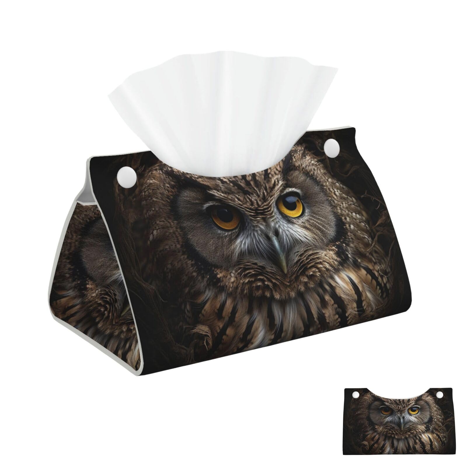 Focused Owl Tissue Box Cover Square Cube Boxes
