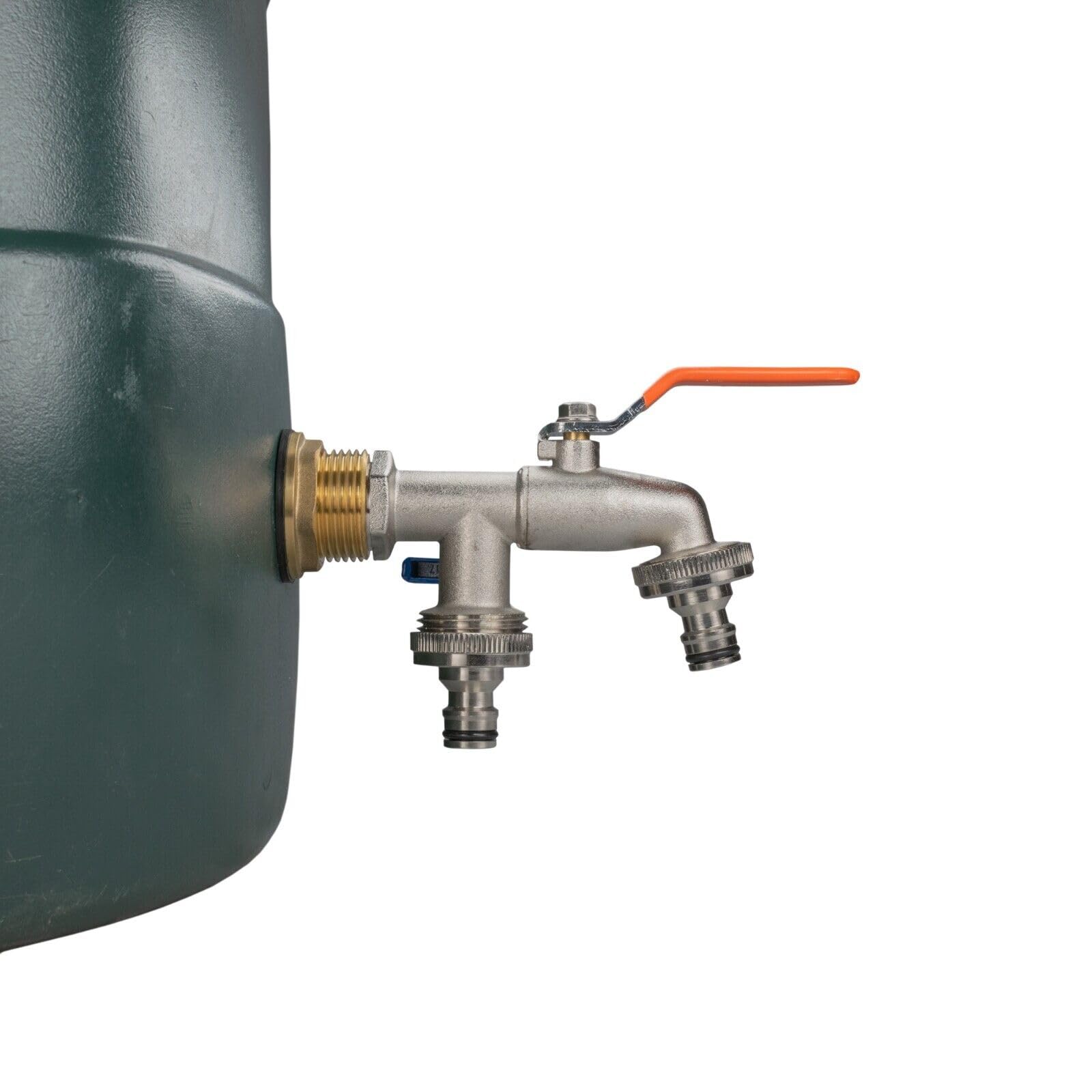 3/4" Water Butt Replacement Faucet – Brass Metal Lever Tap with UK Bib Outlet & Hose Barb Adapter,Quick Connect Garden Hosepipes (Double Lever tap + 2 Quick connectors)
