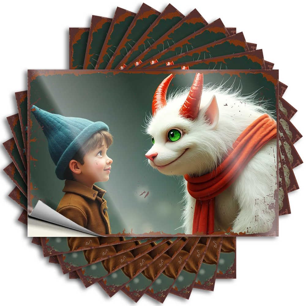 Lake House Decor Bumper - Cozy Birthday Bumper Whimsical Encounter: A Child Meets A Fantasy Creature(12X18CM)