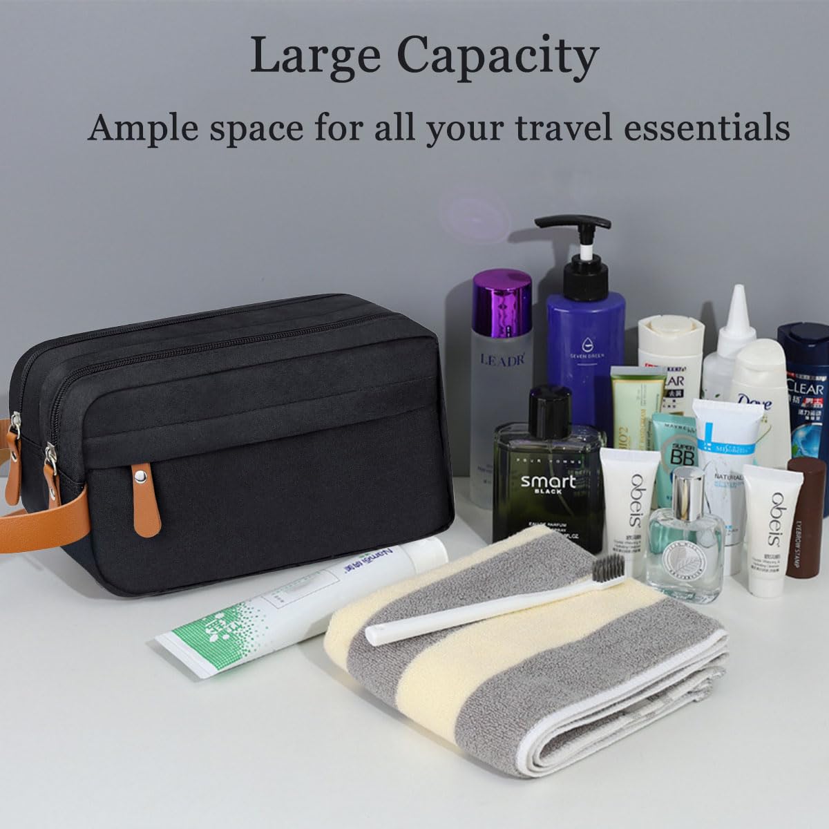 Czarna męska kosmetyczka wisząca, kosmetyczka podróżna Washbag, organizer do makijażu