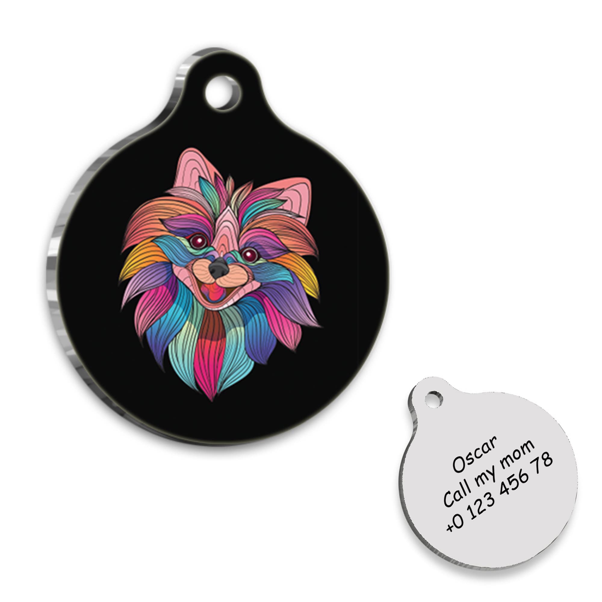 Pomeranian Dog Portrait Personalized Dog Tag - Pomeranian Custom Name Tag - ID Tag for Dog - Customized Pet Tags - Dog Name id Tag - Dog Name Tag - Engraved Dog Tag
