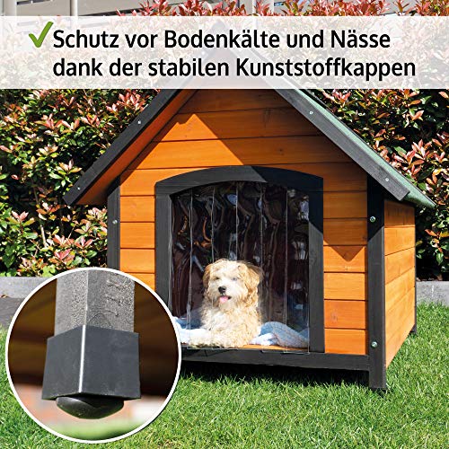 zooprinz Premium Hundehütte Luna - aus wetterfestem Vollholz, Dach zum Öffnen und Lamellentür - ideal für draußen - mit natürlichen Farbe gestrichen - 2 Größen zur Wahl -Hundehaus Hundehütte (L)