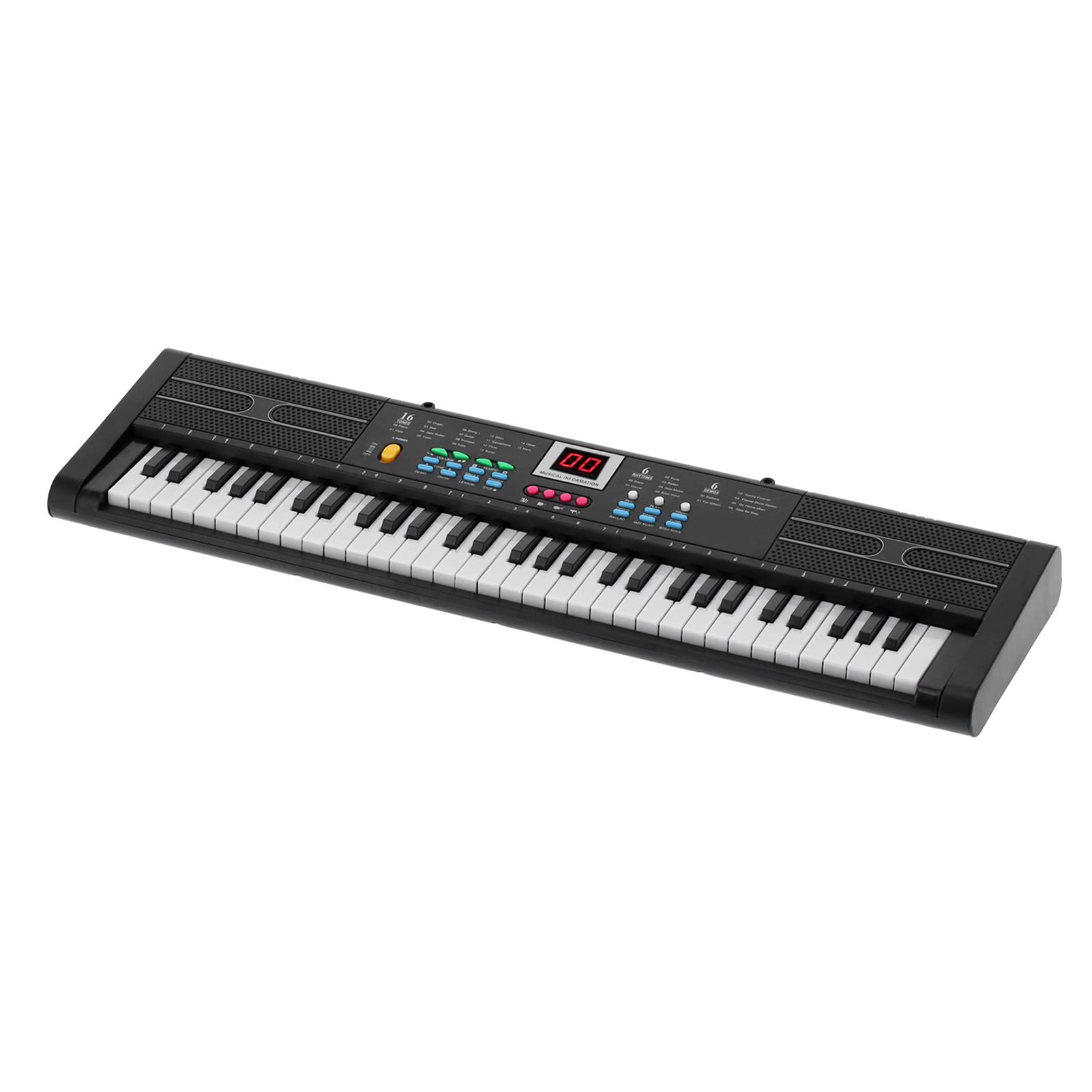 POENVFPO Elektroniczna Klawiatura Fortepianowa, 61 Klawiszy Pianino Cyfrowe z Mikrofonem dla Początkujących Dzieci, Zasilane Przez USB, Zawiera Stojak na Nuty, Utwory Demonstracyjne, Wiele Tonów i