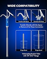 Vista 2 de Orion Motor Tech Bomba de barril de acción de palanca, bomba manual de barril resistente con tubo de succión telescópico que se adapta a tambores