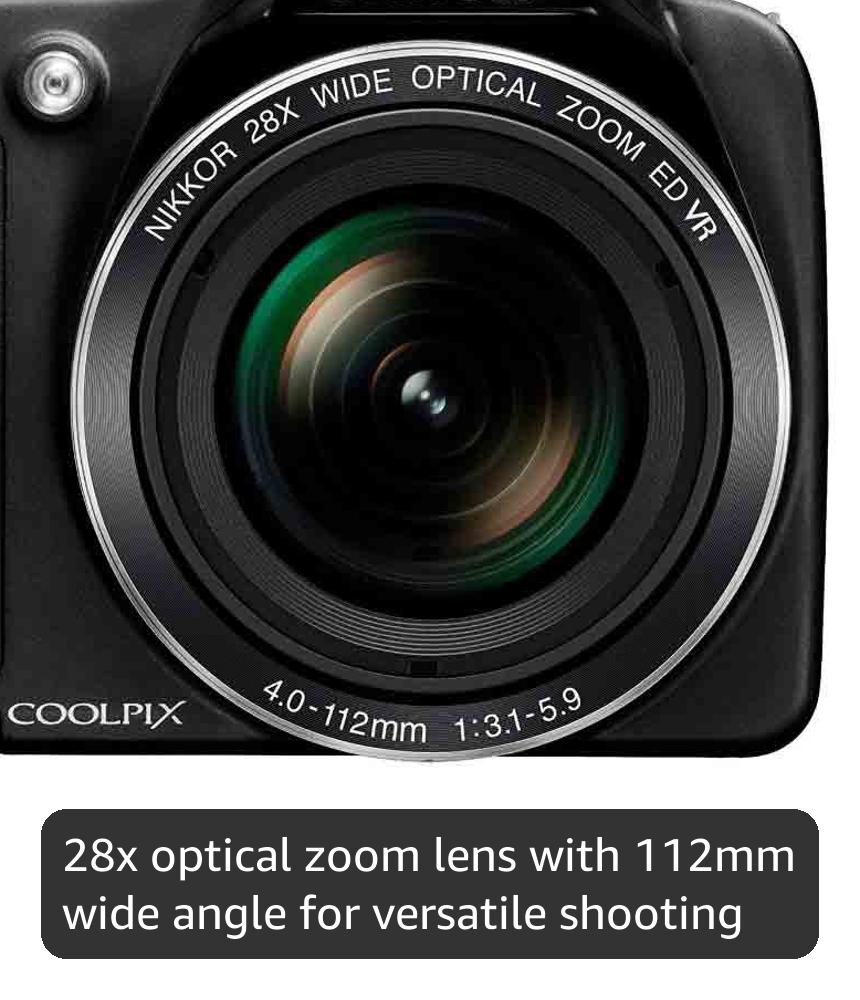 Nikon Coolpix L340 Bridge Camera Black 20 Mp 28x Optical