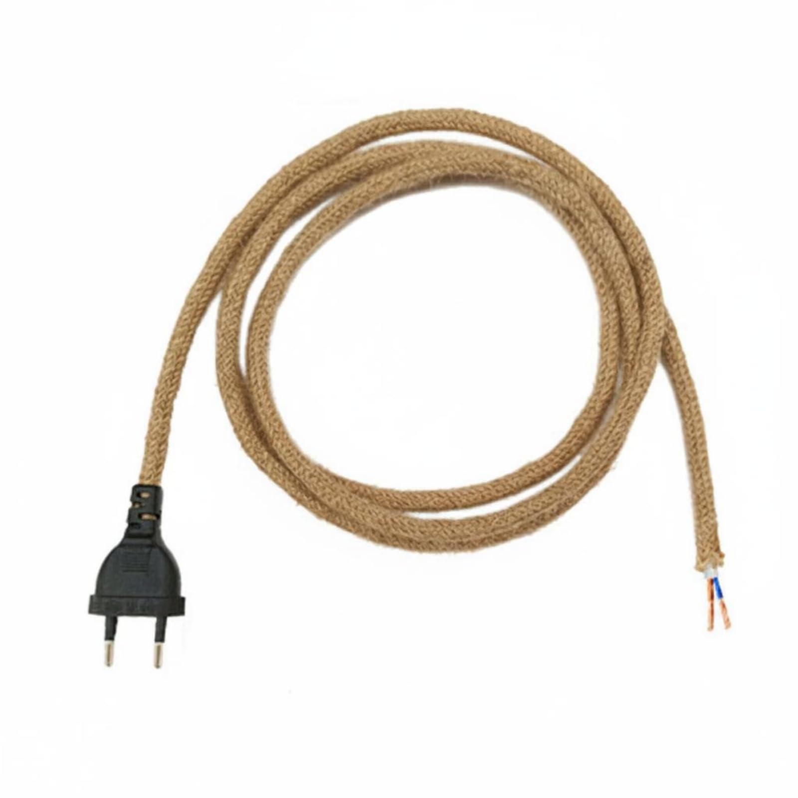 Stripped Wire Ends Europlug Power Cord Woven Braided Lamp Cord Rustic Mains Cable, 1.8M, Without Switch|Business & Industrial | Electrical & Test Equipment | Electrical Supply Equipment-image-15