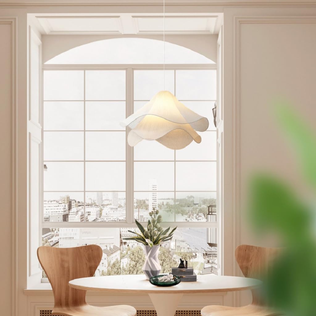 Lampa wisząca podstawa E27 żyrandol stoffener Blumen biały abażur stół jadalnia lampa wisząca regulowana wysokość wisiorek światło salon restauracja sypialnia kuchnia oświetlenie sufitowe (60 cm)