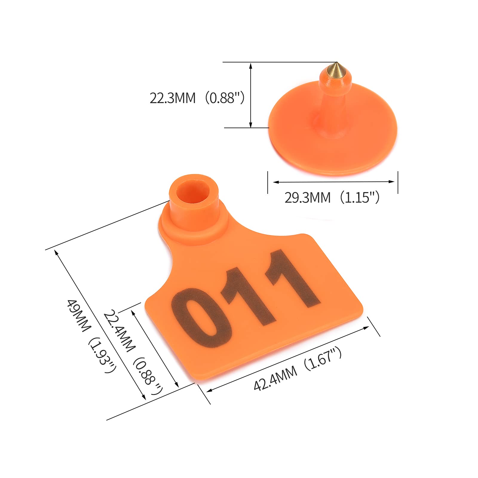 100 Stück Nummerierte Schaf-Ohrmarken (Orange) – TPU, Verdickt 1,7 Mm – Robust & Frostsicher Für Ziegen, Schafe & Lämmer