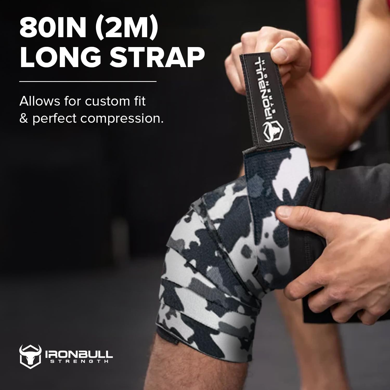 Knee Wraps for Weightlifting - 80" Elastic Knee Straps for Squats and Weight Lifting - Lifting Knee Wraps for Strength & Compression Wrap - Knee Support for Squatting, Powerlifting, Gym