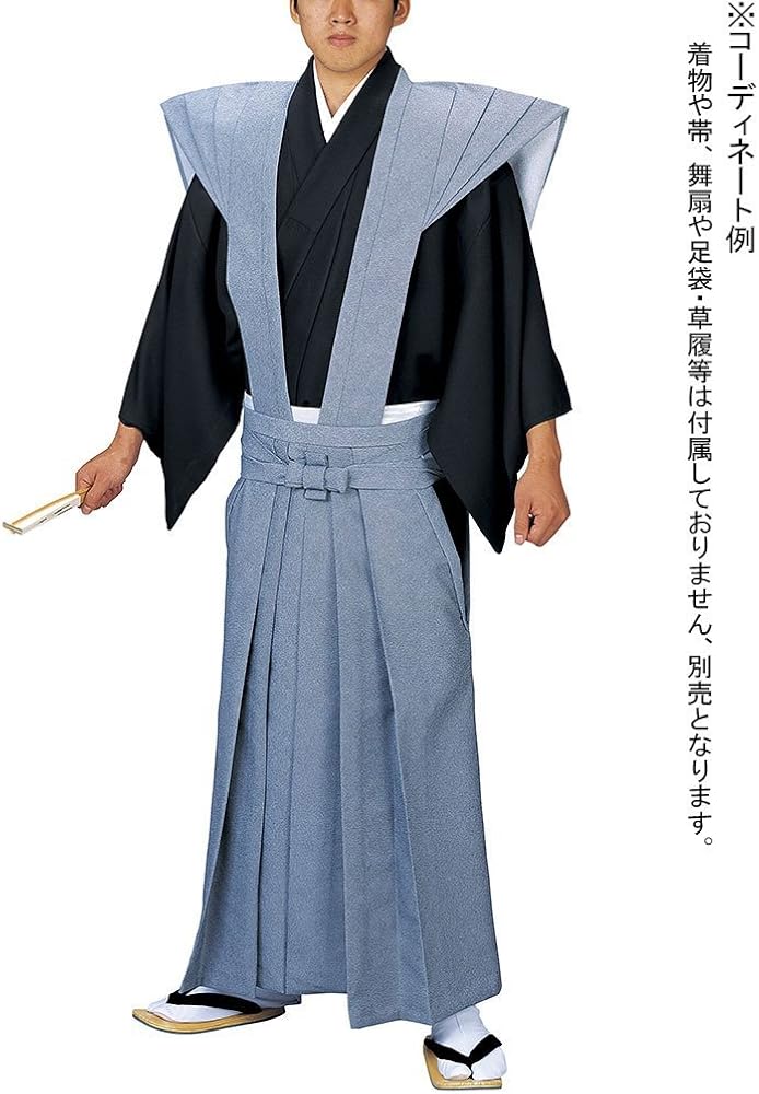 Amazon | 裃（ポリエステル・紺・鮫小紋） 肩衣と袴のセット (中・家紋