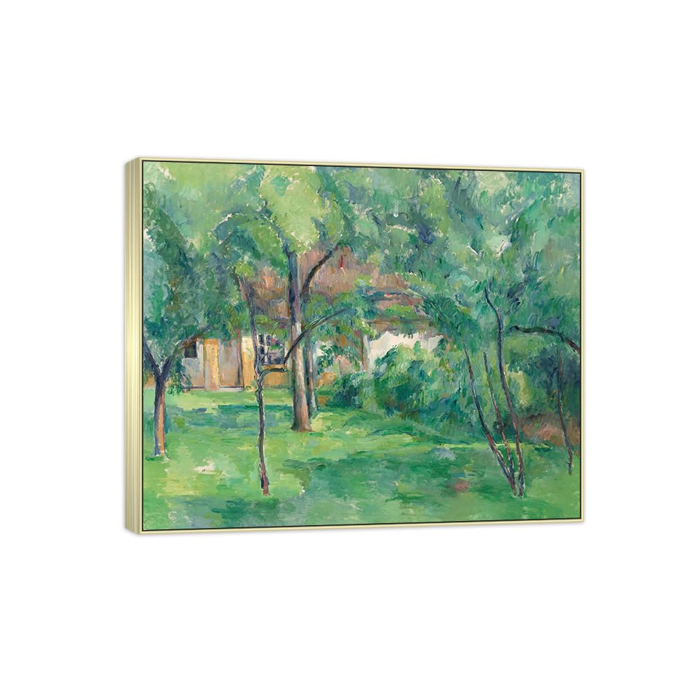 SDYSKKUG Canvas Wall Art Picture Decor Farm by Paul Cezanne 72x60cm Silver Frame