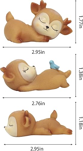 Miniatura 5 de 3 piezas de figuras de ciervos para bebé, decoración de escritorio, decoración de escritorio de animales de bosque, baby shower, cumpleaños, boda,