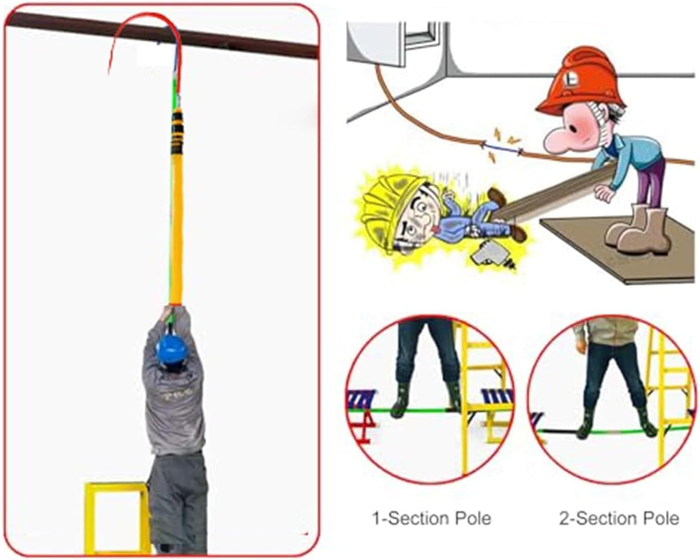Insulated Handle Rescue Hook,Lightweight Anti-Electrocution Rescue Hook with Telescopic Pole,with Reinforced Fiberglass Handle, for Power Station/Factory/Auto Maintenance (3m/9.8ft)