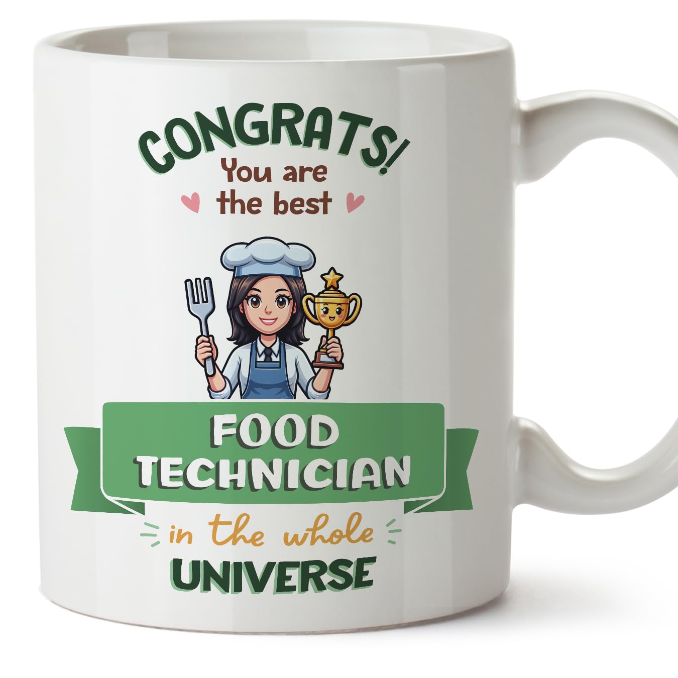 MUGFFINS Food Technician Woman Mug - in English - Best in Universe Trophy - Funny Gift for Colleagues - Ceramic 11oz Mug — image 1