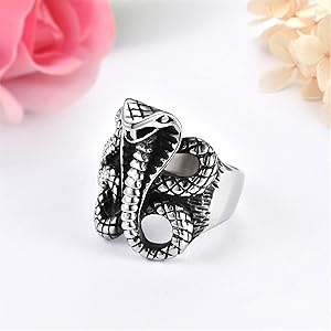 JewelryWe Anillos De Serpiente Punk De Acero Inoxidable