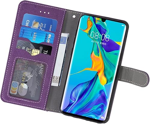 Miniatura 3 de Asuwish Compatible con Huawei P30 Pro Funda y protector de pantalla de vidrio templado Flip Cover titular de la tarjeta de crédito Soporte