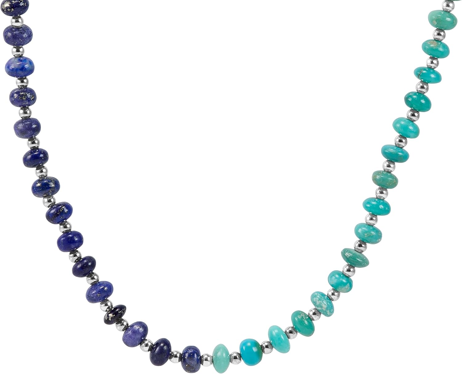 Silpada 'Constant Changes' Sterling Silver with Rhodium-Plating Lapis and Turquoise Bead Necklace, 18" + 2" (4-4.5mm)