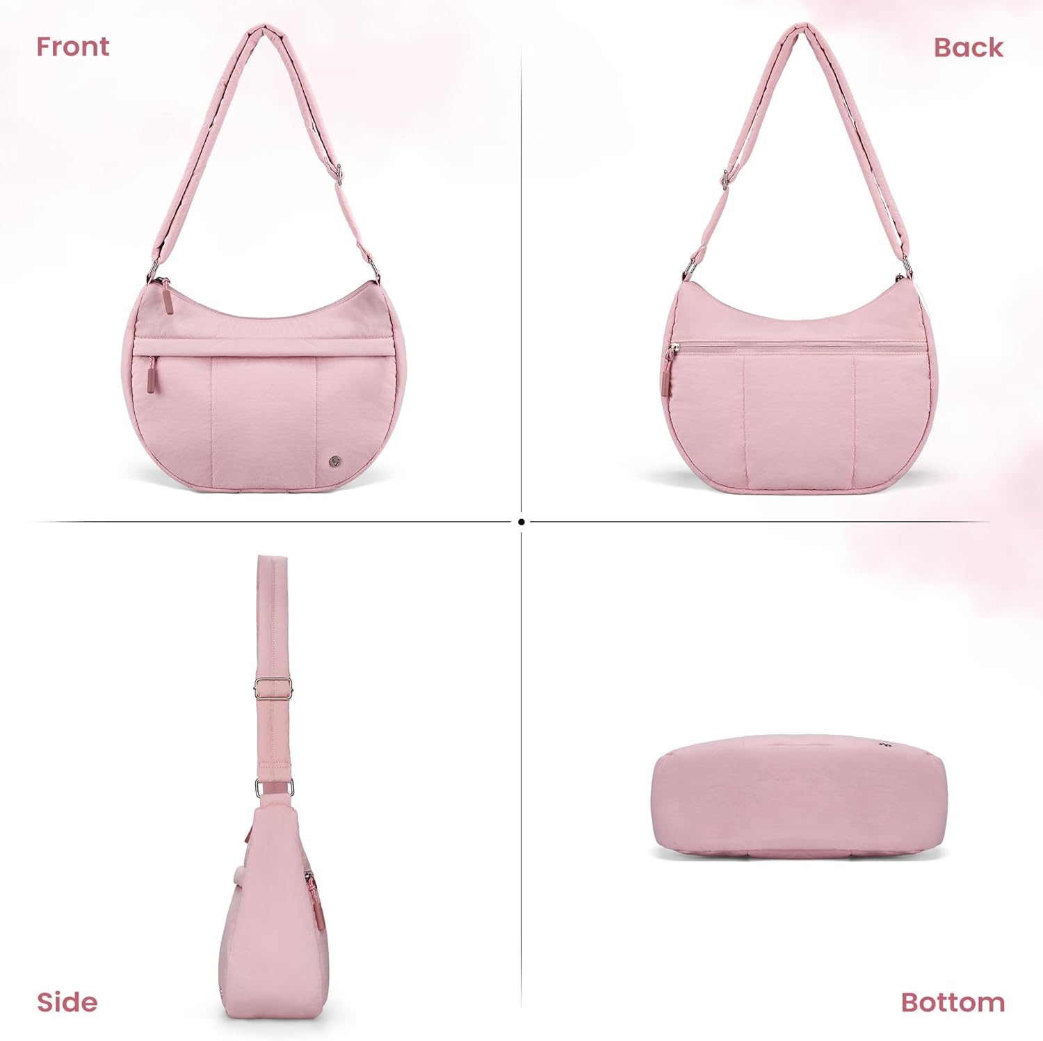 VONAL Puffer Crescent Crossbody Bag for Women Lightweight Nylon Quilted Waterproof Shoulder Purses with Adjustable Strap - Image 7