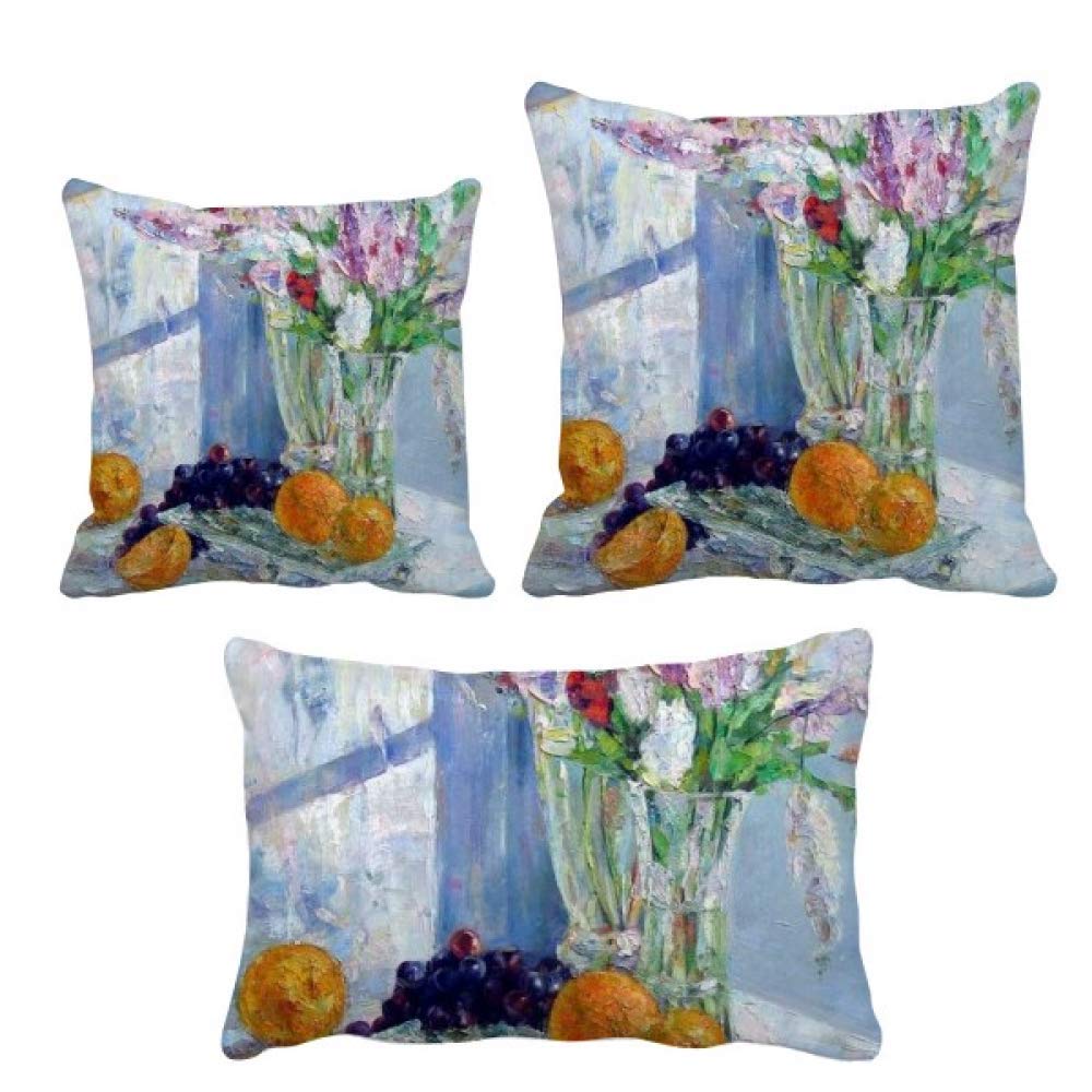 Housse de coussin decoration canape avec motif floral vase nature morte
