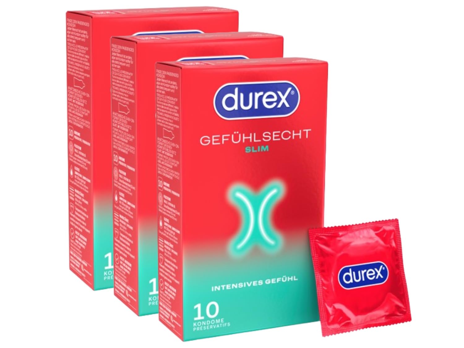 Durex Gefühlsecht Slim Fit Kondome 3 x 10 Stück