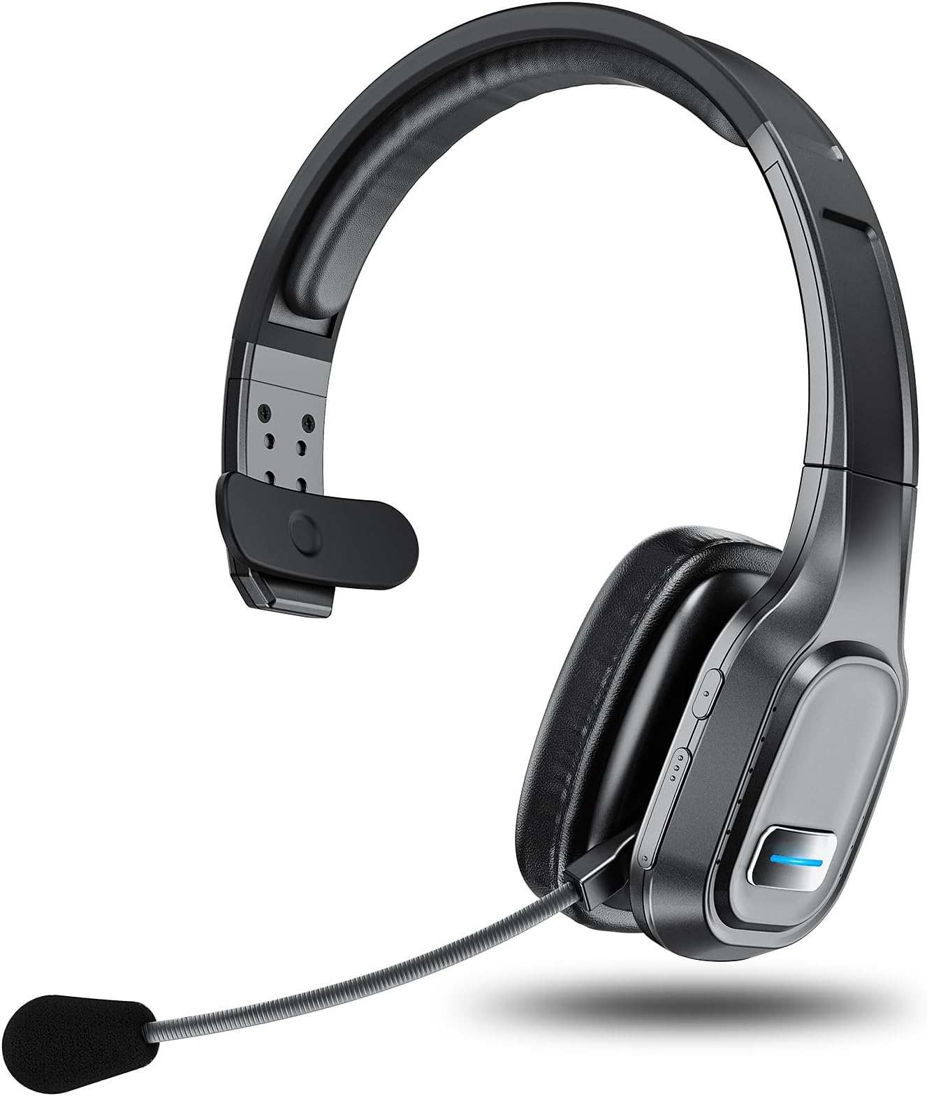 Wireless Bluetooth Single-Ear Headset with Microphone, Black, Professional Mono Headphone for Business, Gaming, Office