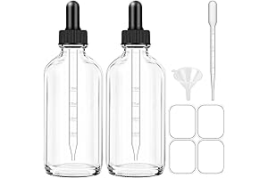 4oz Clear Glass Dropper Bottle with Funnel, Labels & Pipette