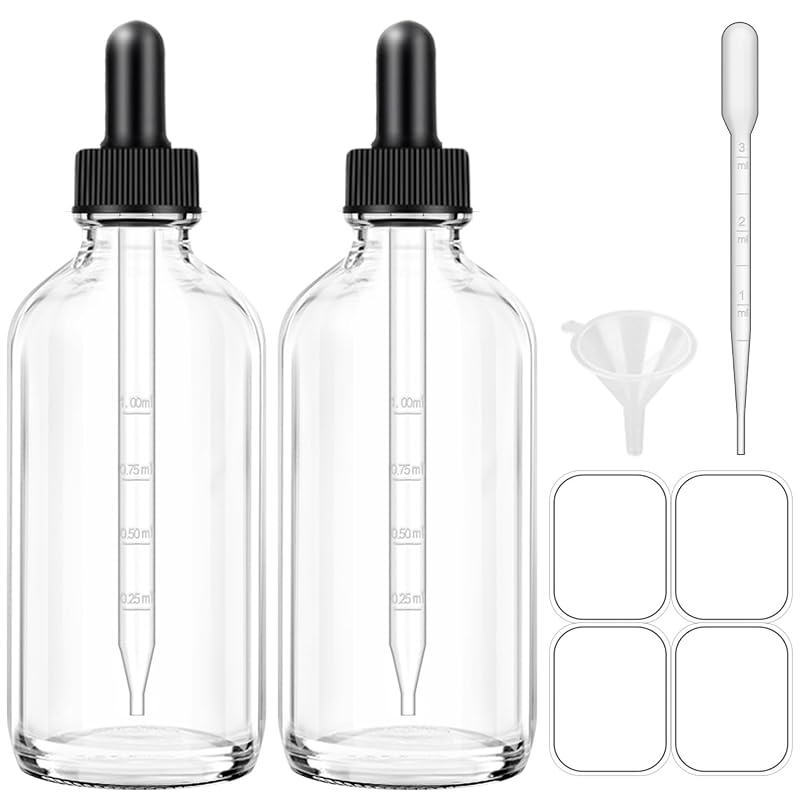 Frascos conta-gotas de vidro transparente Bumobum 120 mL com conta-gotas plástico, pacote com 2