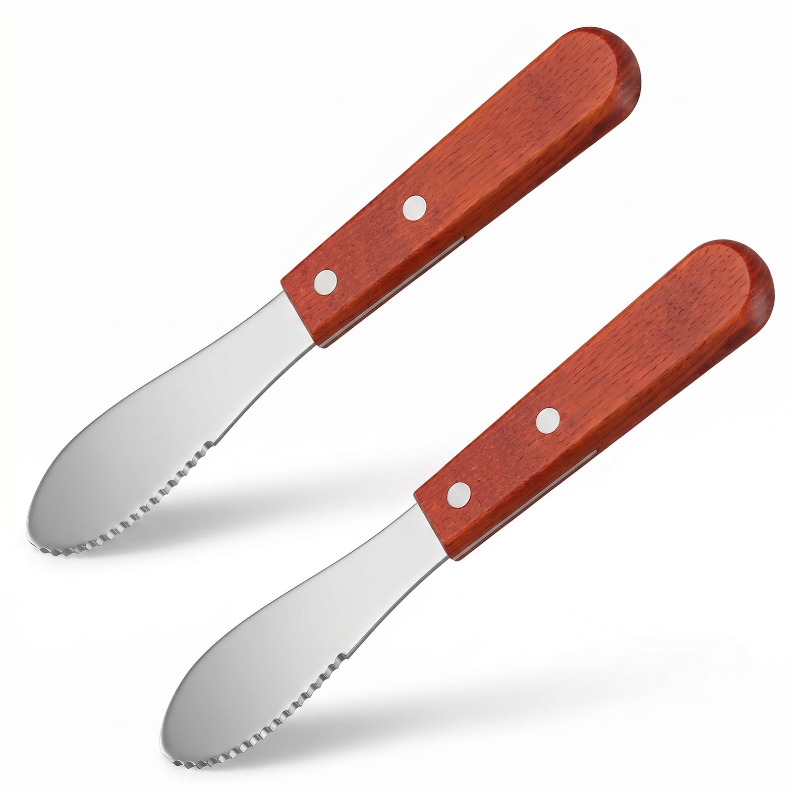 PEOVLVN 2 Pack butter knives, butter knife spreader with Wood Handle