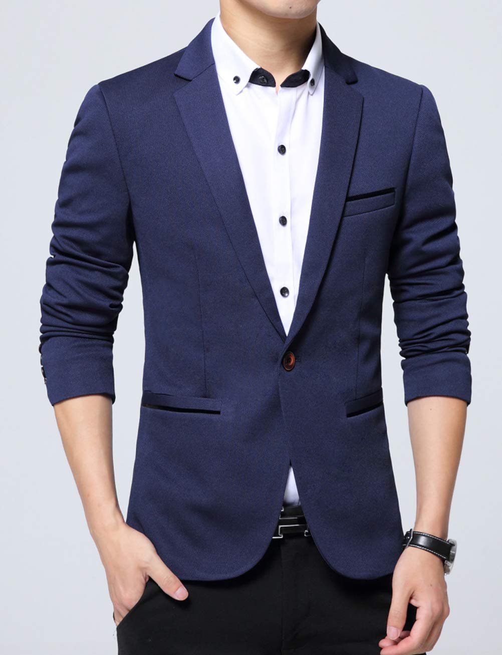 Blazer Homme Veste Casual Élégante Slim Fit Un Bouton Costume Jacket Vestons