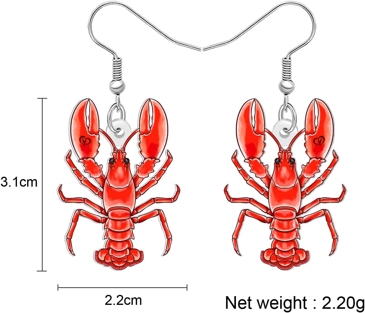 NEWEI Acrylic Cute Sea Animal Lobster with Starfish Dangle Earrings for Women Funny Shrimp Jewelry Accessories Gifts for Beach Lovers Vacation Party Charms image 5