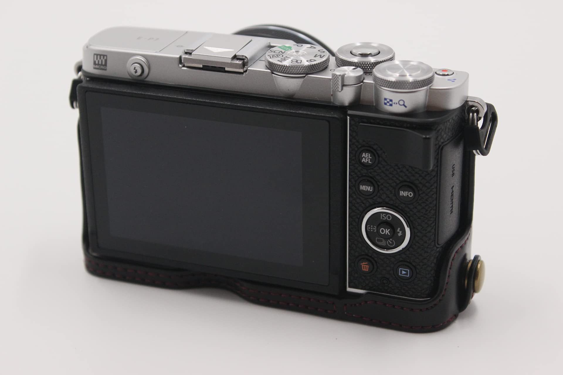 Amazon.co.jp: ボトムオープニング PUレザー グリップ ハーフカメラ