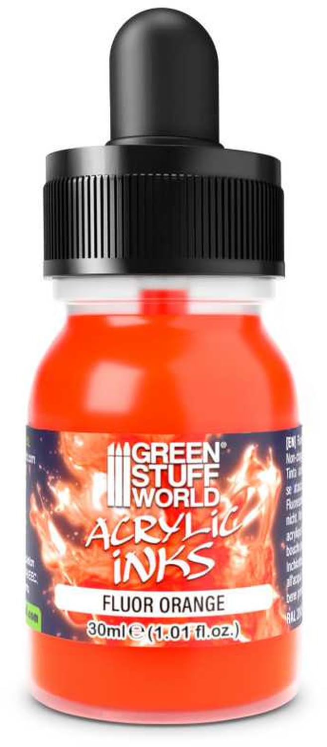 Green Stuff World Fluor Orange Acrylic Inks 30Ml