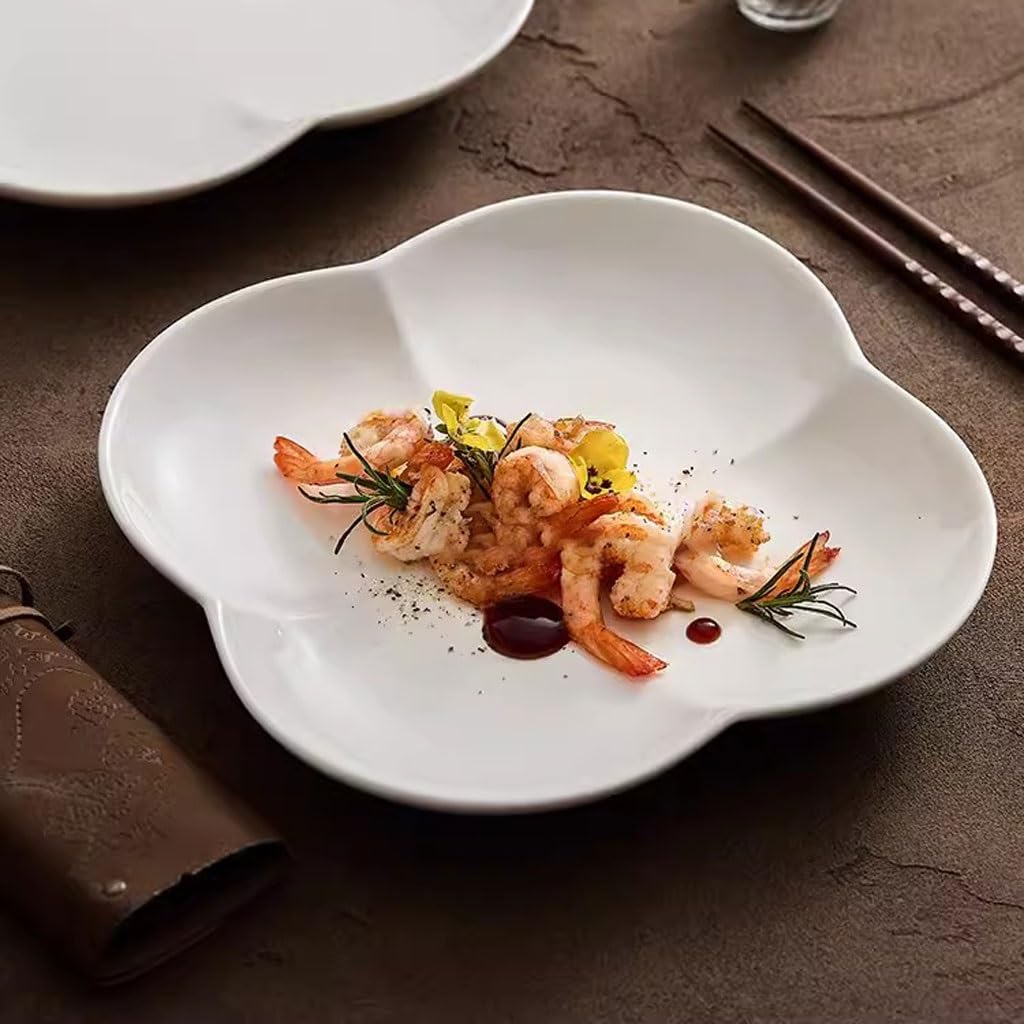 Piatti da Pranzo in Porcellana Bianca, Piatto da Portata A Forma di Fiore, Piatto da Insalata per La Casa, Piatto da Frutta, Ristorante, Hotel, Piatto da Antipasto Creati