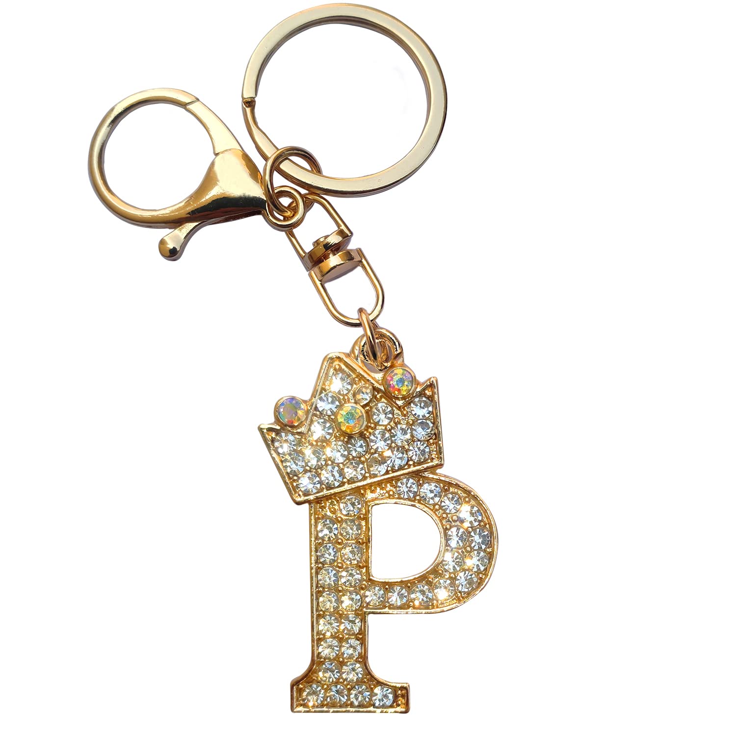 Letter Keychain for Women,Initial Letter Keychain with Rhinestone,A-Z Alphabet Keyrings Metal Letter Keychain