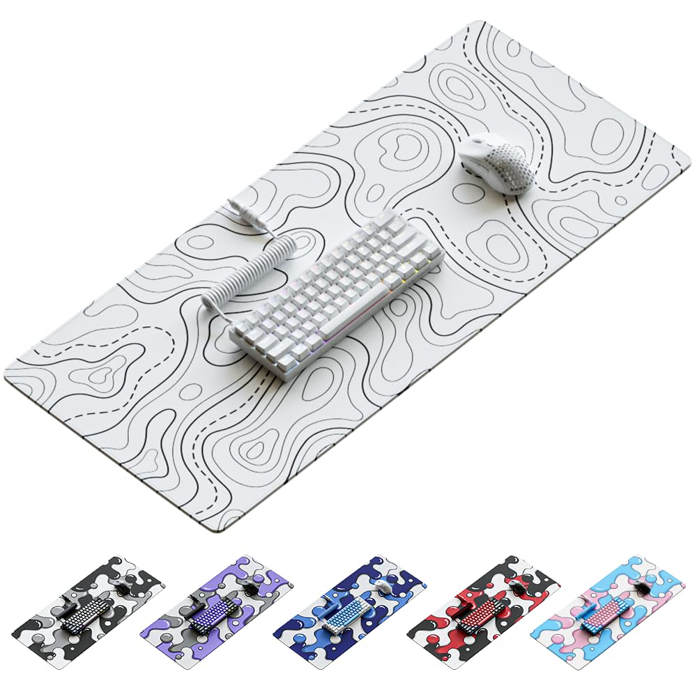 Kraken Keyboards Topographic XXL Black & White Gaming Mouse Pad - Professional Artisan Mouse Pad - Black & White Gaming Desk Mat - 36" x 16" Thick Extended XXL Long Gaming Mouse Pad (Black Topo) - BLACK TOPOGRAPHIC