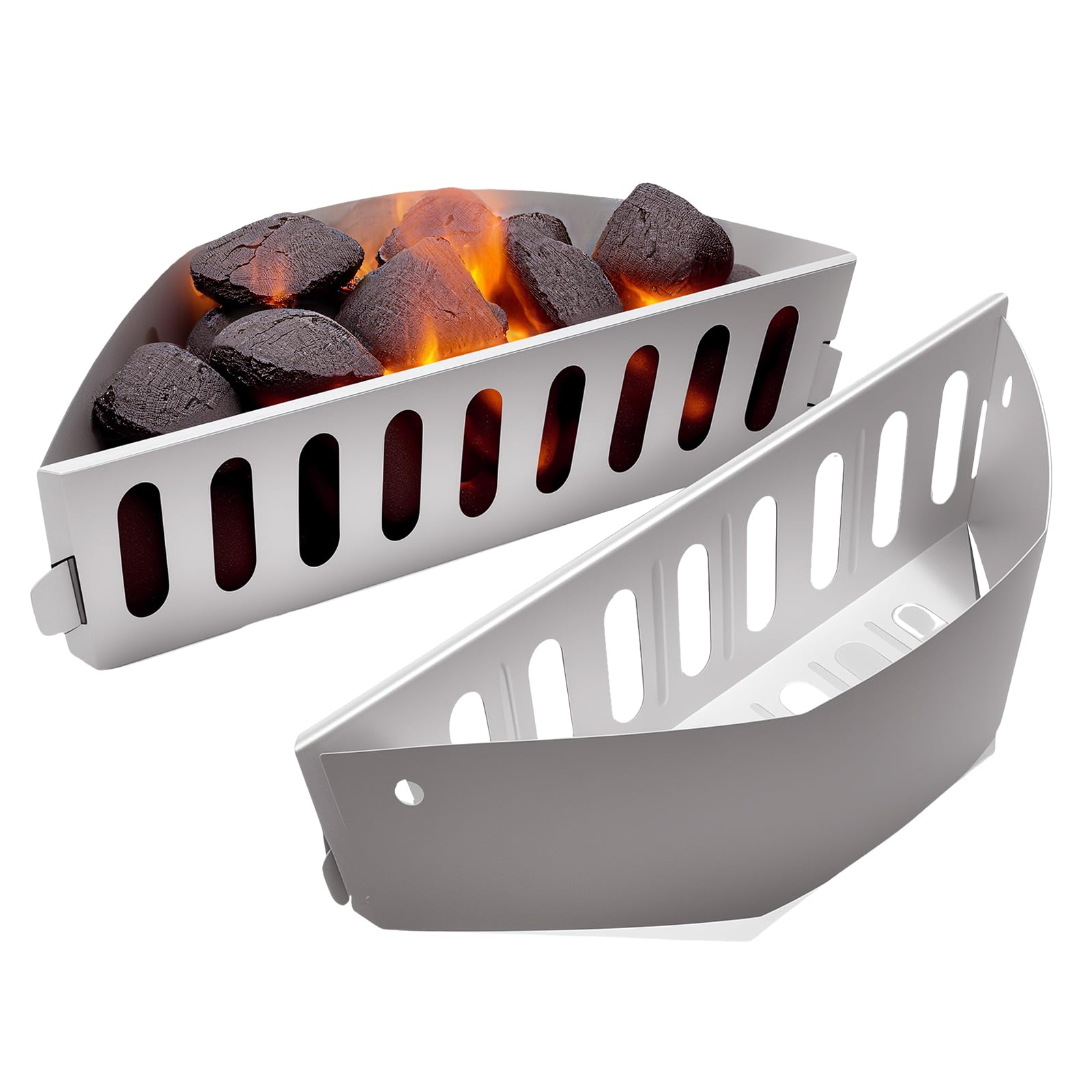 Holzkohlekorb, Holzkohle Fuel Halter BBQ-Zubehör Kompatibel für Weber 7403, Weber 57 cm Kesselzubehör, Weber One-Touch Holzkohle und Smoker-Pellet-Gasgrill 2 Stück