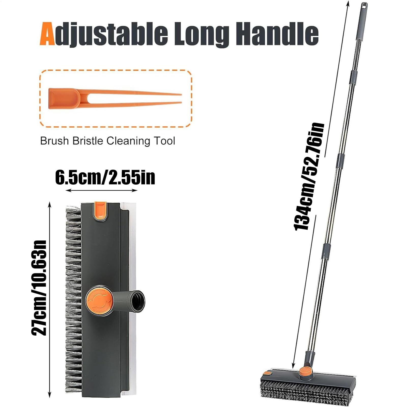 Brosse à Récurer pour Sol avec Manche Long Nettoyeur Multifonction Rotatif