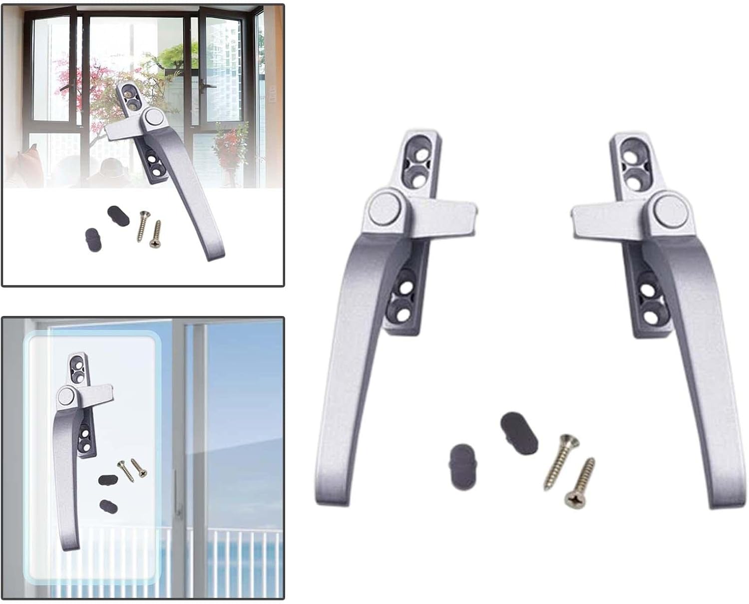 Loom Tree® Casement Locking Handle with Lock Handle Door Handle Aluminum Window Handles Left | 1 Casement Locking Handle 4 Screws