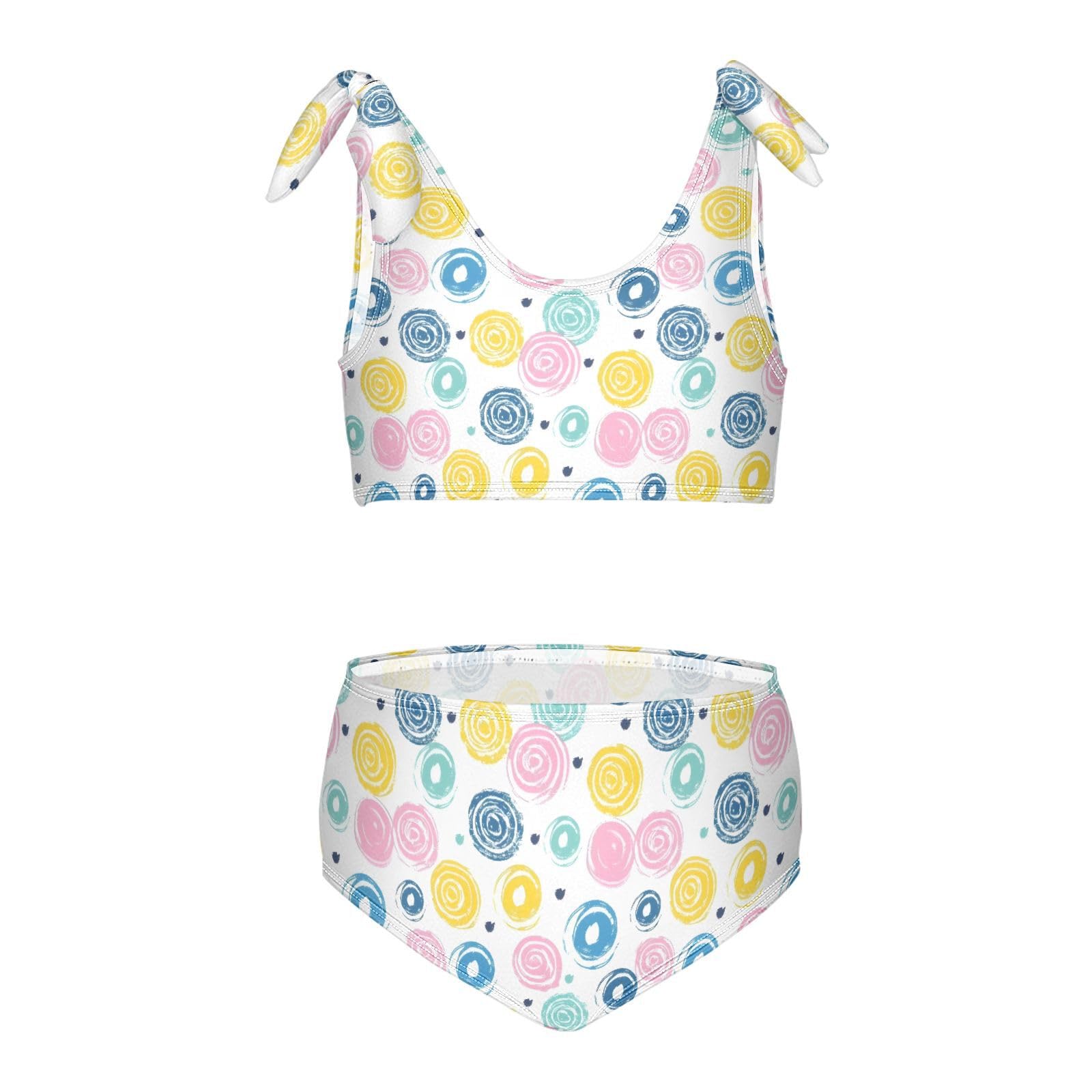 Circle Girls Two Piece Tankini Swimsuits Summer Bathing Suit Beach Swimwear Set, 5-6T Multicoloured