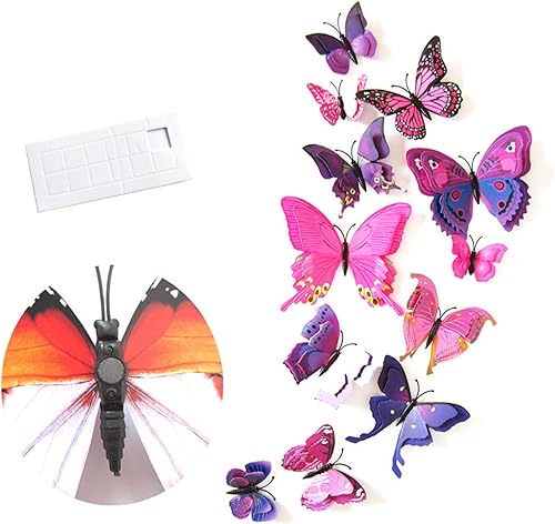 Miniatura 4 de 72 calcomanías de pared de mariposas 3D, calcomanías de mariposas vívidas, removibles, papel tapiz decorativo de pared para sala de estar y