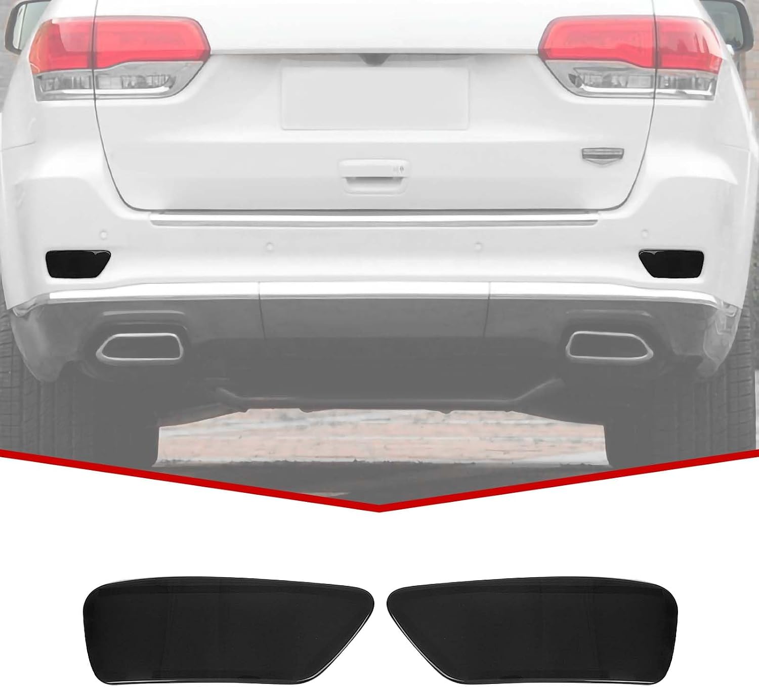 JeCar Rear Fog Light Trim Covers Smoked Fog Lamp Bezel Fit for Jeep Grand Cherokee 2011-2020, Black