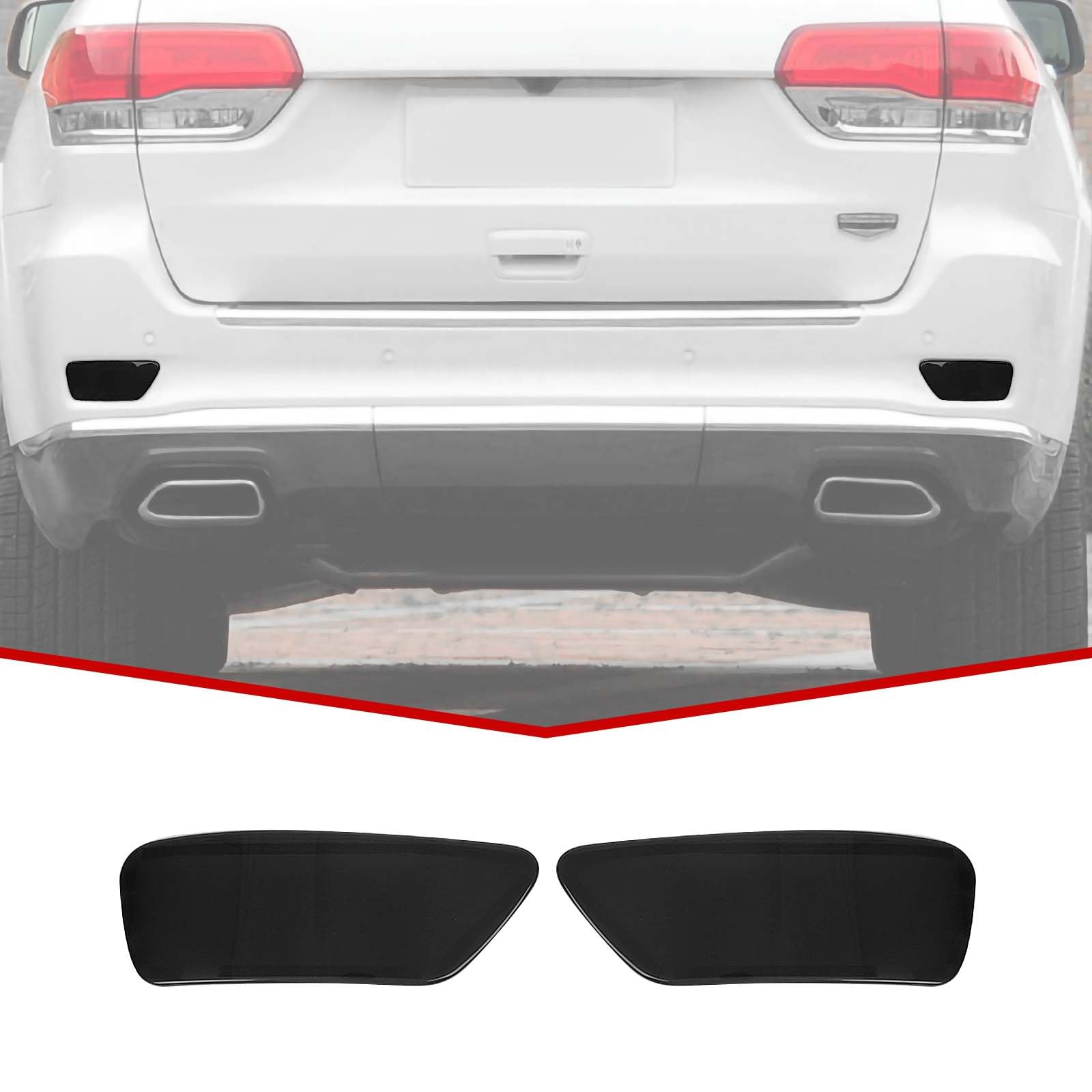 JeCar Rear Fog Light Trim Covers Smoked Fog Lamp Bezel Fit for Jeep Grand Cherokee 2011-2020, Black