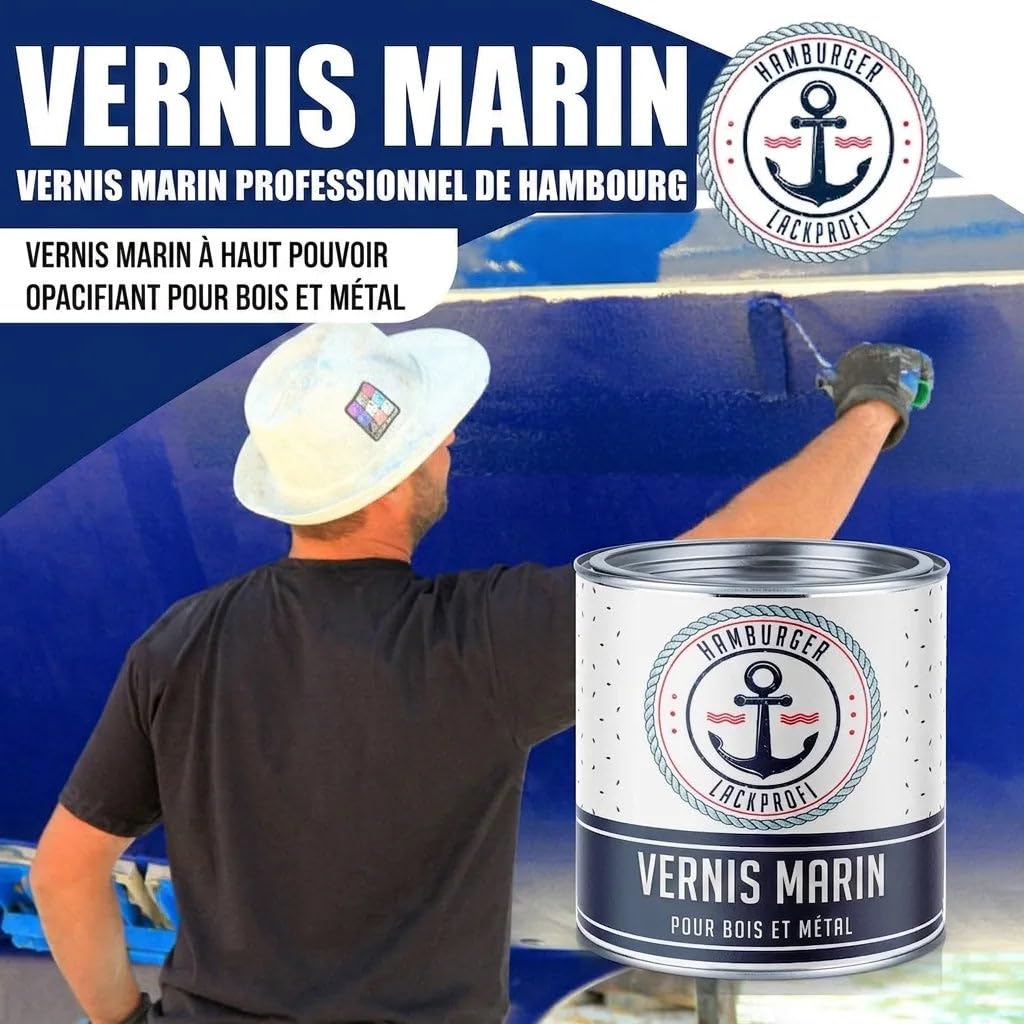Vernis marin 2K brillant rouge signal RAL 3001 rouge pour GFK/Plastique/Polyester laque yacht vernis yacht peinture bateau (1 L) Hamburger Lack-Profi