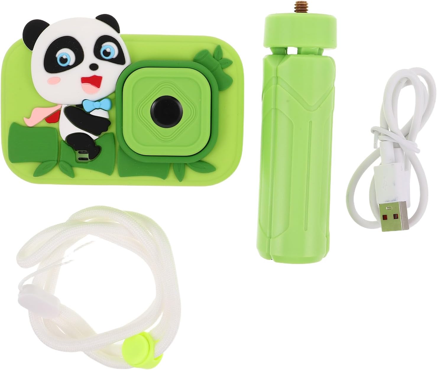 Uonlytech Digital Camera for 3+ Years, Compact HD Selfie Camera with Front and Rear Dual Lens, 2.4-inch Screen, Green Silicone Case for Outdoor and Travel