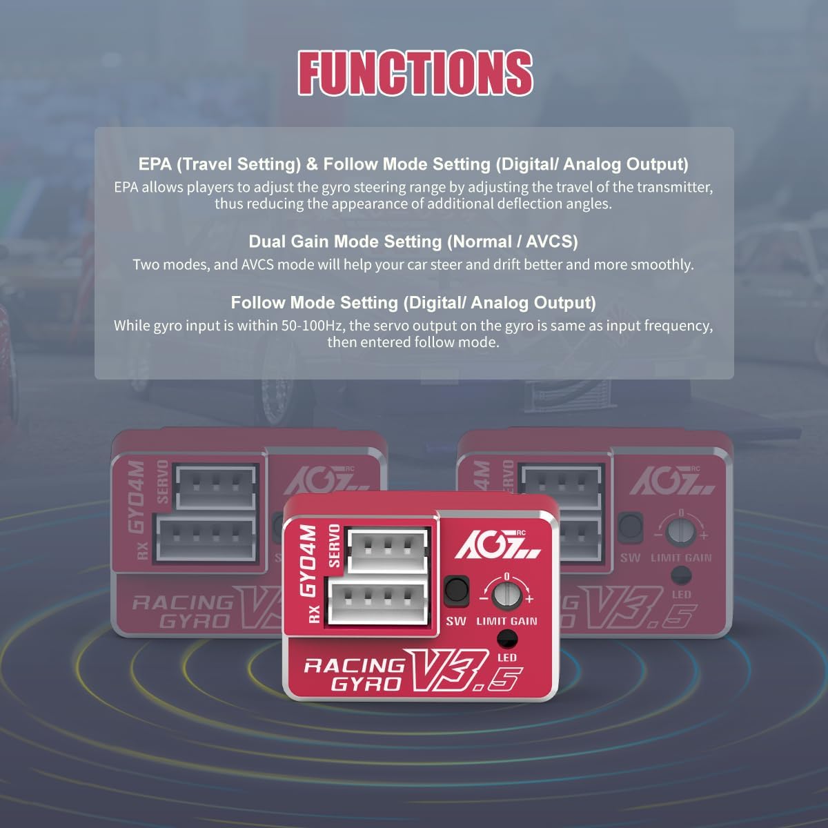 AGFRC Upgraded Mini Z RC Gyros - Mini Gyros for Drifting Mini-Z Car/Full Aluminum 4Gram Precision Red RC Gyro Set for Competition Grade RC Drifting (GY04M V3.5)