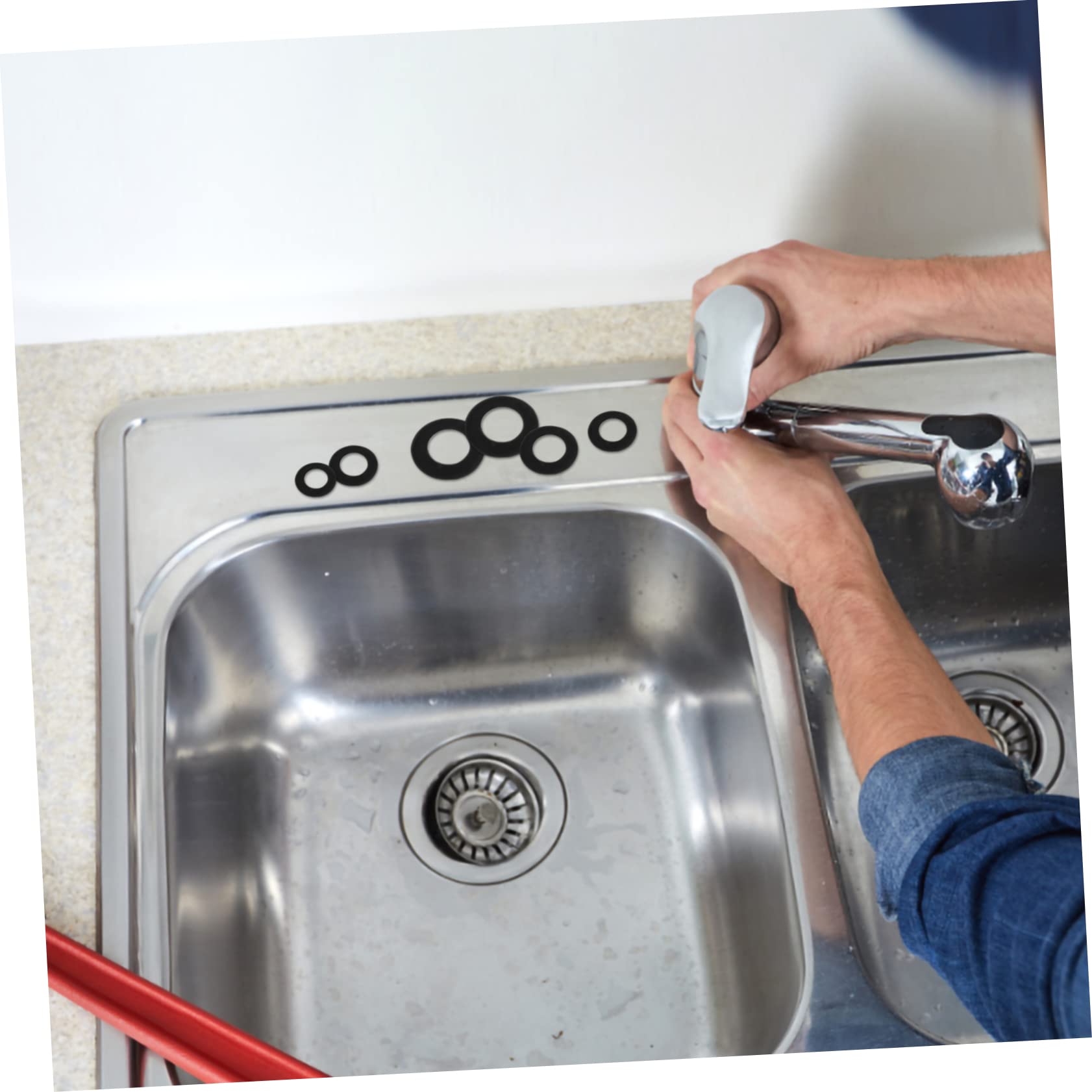 Operitacx Guarnizioni Rubinetto Kit di Ricambio Anti-perdita 215 Pezzi in Plastica Nera per Lavandino Bagno e Guarnizione Lavandino Cucina